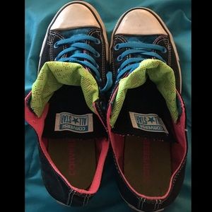 Converse w/multi colored lace
